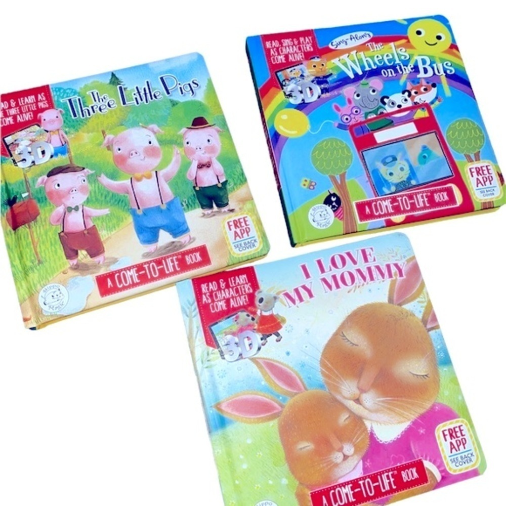 Set of 3 come to life 3D books with free app